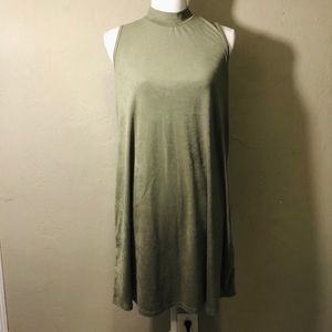 Sueden kaki midi dress